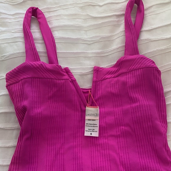 L*Space hot fuschia Lee Lee ribbed one piece swimsuit. Great condition! - Picture 3 of 7